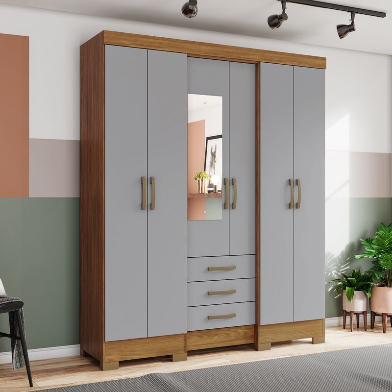 Guarda-Roupa-Casal-com-Espelho-6-Portas-3-Gavetas-B23-Henn