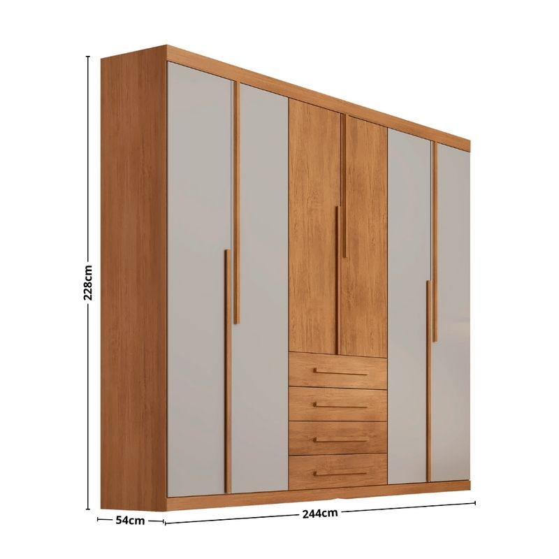 Guarda-Roupa-Casal-6-Portas-4-Gavetas-em-MDF-Capri-Rufato