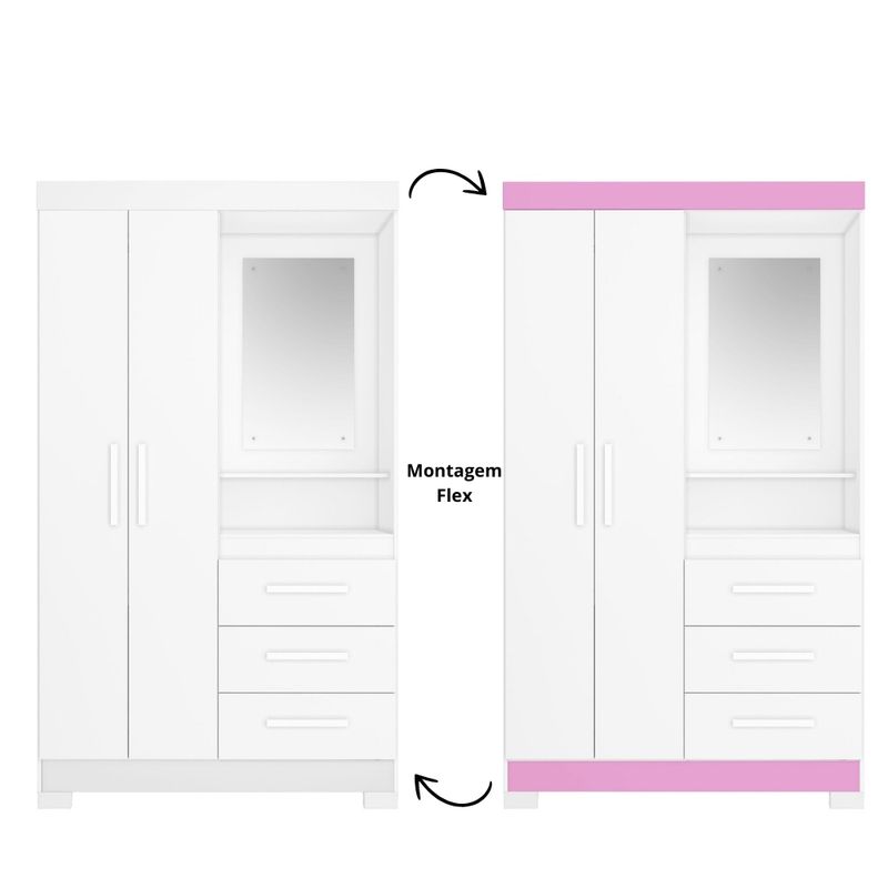 Guarda-Roupa-Solteiro-Flex-com-Espelho-e-Pes-2-Portas-3-Gavetas-NT-6020-Notavel-Moveis