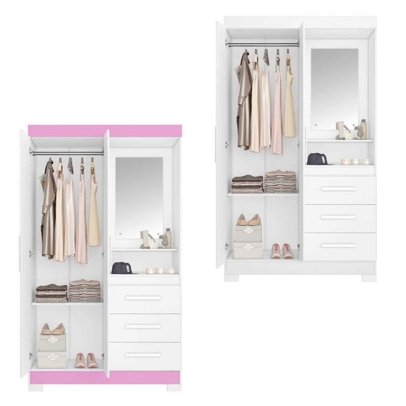 Guarda-Roupa-Solteiro-Flex-com-Espelho-e-Pes-2-Portas-3-Gavetas-NT-6020-Notavel-Moveis