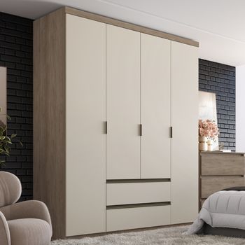 Guarda Roupa Solteiro 4 Portas 2 Gavetas em MDF Nobre THB