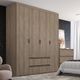 Guarda Roupa Solteiro 4 Portas 2 Gavetas em MDF Nobre THB
