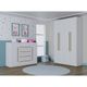 Quarto Infantil Guarda Roupa 4 Portas e Comoda 4 Gavetas 2 Portas Lucca Poquema