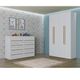 Quarto Infantil Guarda Roupa 4 Portas e Comoda 8 Gavetas Nina Poquema