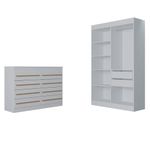 Quarto-Infantil-Guarda-Roupa-4-Portas-e-Comoda-8-Gavetas-Nina-Poquema