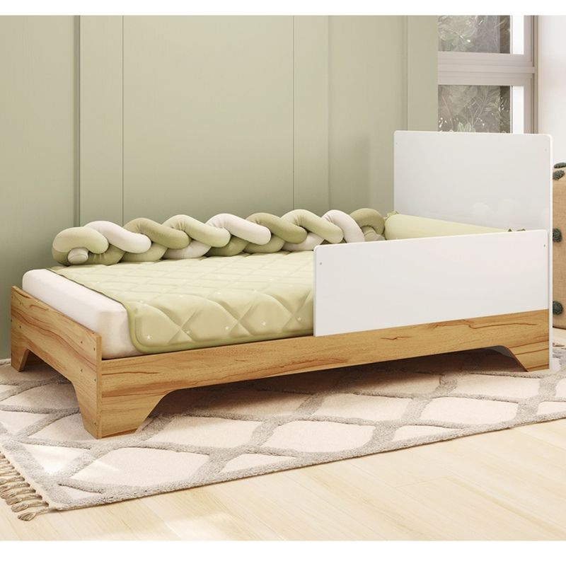 Quarto-de-Bebe-com-2-Berco-Mini-Cama-Guarda-Roupa-3-Porta-2-Gavetas-e-Comoda-1-Portas-3-Gavetas-com-Janela-Popy-Retro-Peroba