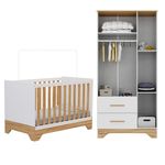 Quarto-de-Bebe-com-2-Berco-Mini-Cama-Guarda-Roupa-3-Porta-2-Gavetas-com-Janela-Popy-Retro-Peroba