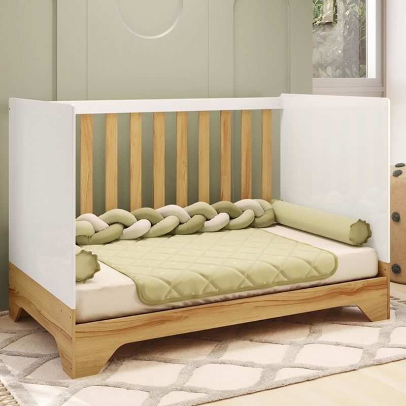 Quarto-de-Bebe-com-2-Berco-Mini-Cama-Guarda-Roupa-3-Porta-2-Gavetas-com-Janela-Popy-Retro-Peroba