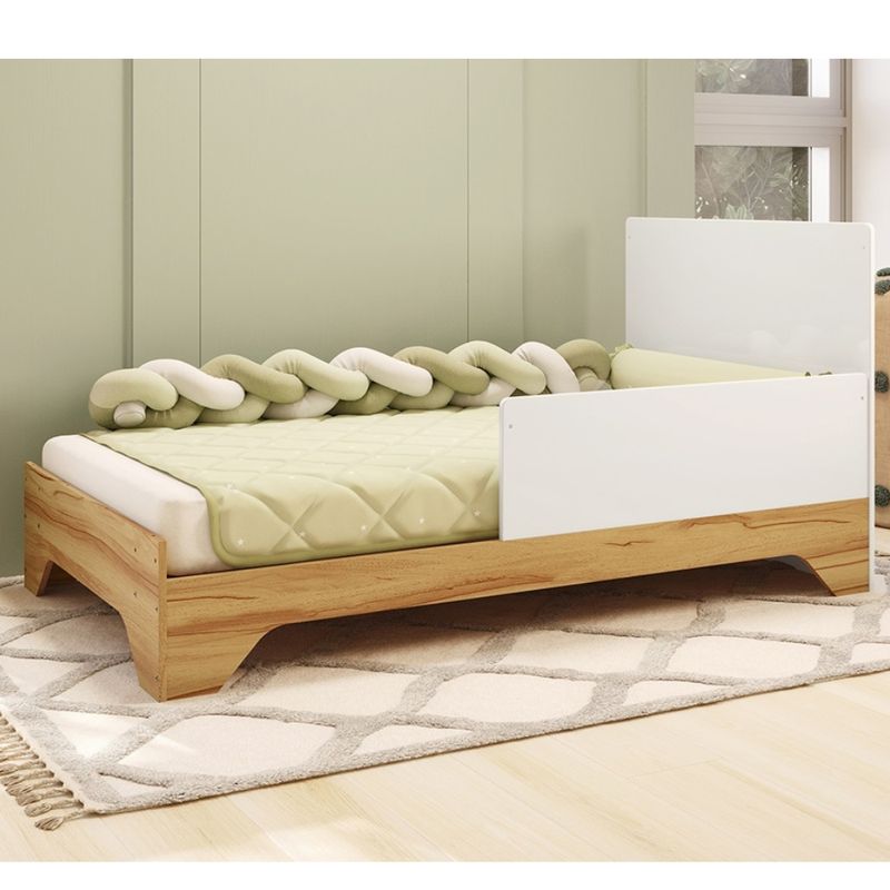 Quarto-de-Bebe-com-2-Berco-Mini-Cama-Guarda-Roupa-3-Porta-2-Gavetas-com-Janela-Popy-Retro-Peroba