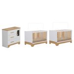Quarto-de-Bebe-com-2-Berco-Mini-Cama-Comoda-1-Portas-3-Gavetas-com-Janela-Popy-Retro-Peroba