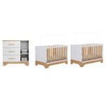 Quarto-de-Bebe-com-2-Berco-Mini-Cama-Comoda-1-Portas-3-Gavetas-com-Janela-Popy-Retro-Peroba