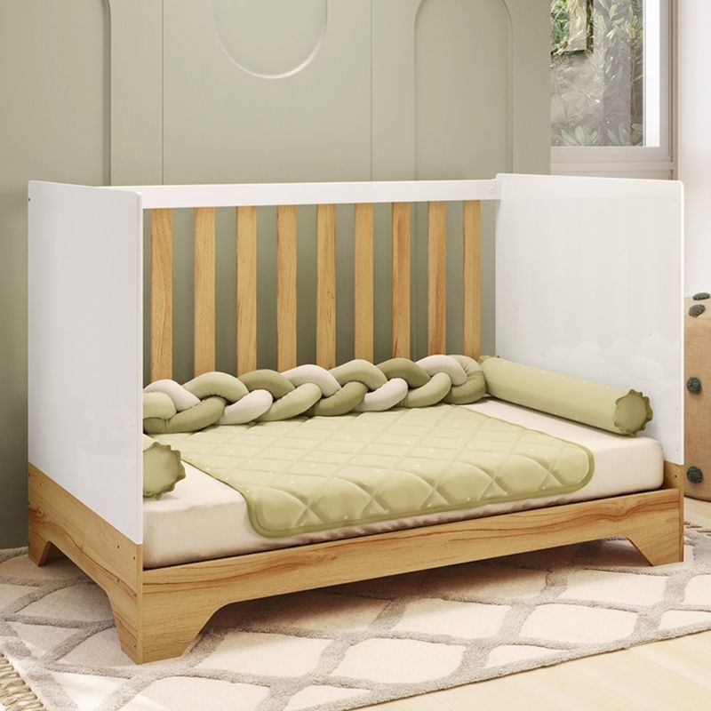 Quarto-de-Bebe-com-2-Berco-Mini-Cama-Comoda-1-Portas-3-Gavetas-com-Janela-Popy-Retro-Peroba