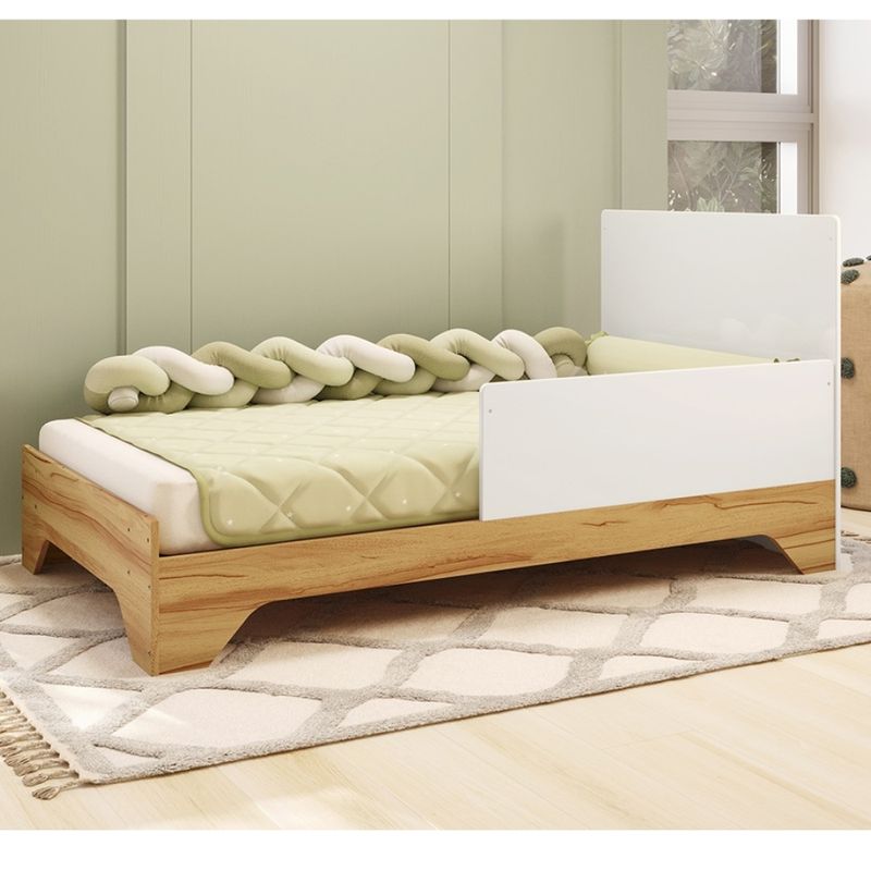 Quarto-de-Bebe-com-2-Berco-Mini-Cama-Comoda-1-Portas-3-Gavetas-com-Janela-Popy-Retro-Peroba