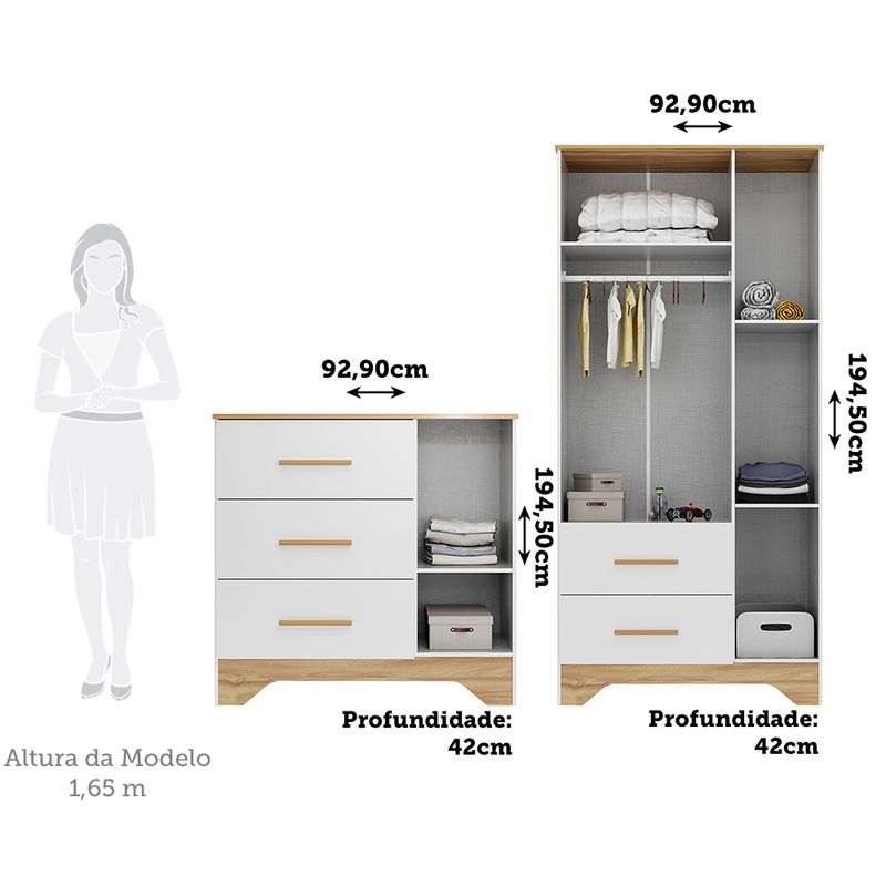 Quarto-de-Bebe-com-Guarda-Roupa-3-Porta-2-Gavetas-e-Comoda-1-Portas-3-Gavetas-com-Janela-Popy-Retro-Peroba