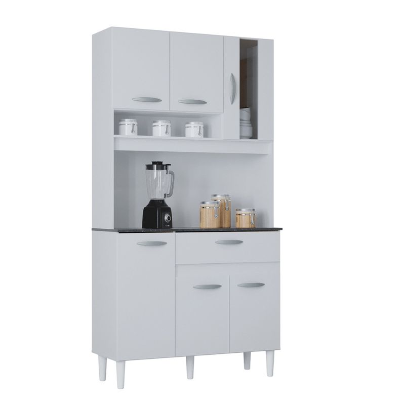 Cozinha-Compacta-6-Portas-com-Vidro-1-Gaveta-Coral-Poquema