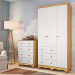 Quarto-Infantil-com-Guarda-Roupa-Junior-New-3-Portas-3-Gavetas-e-Comoda-4-Gavetas-Junior-New-MDF-Moveis-Peroba