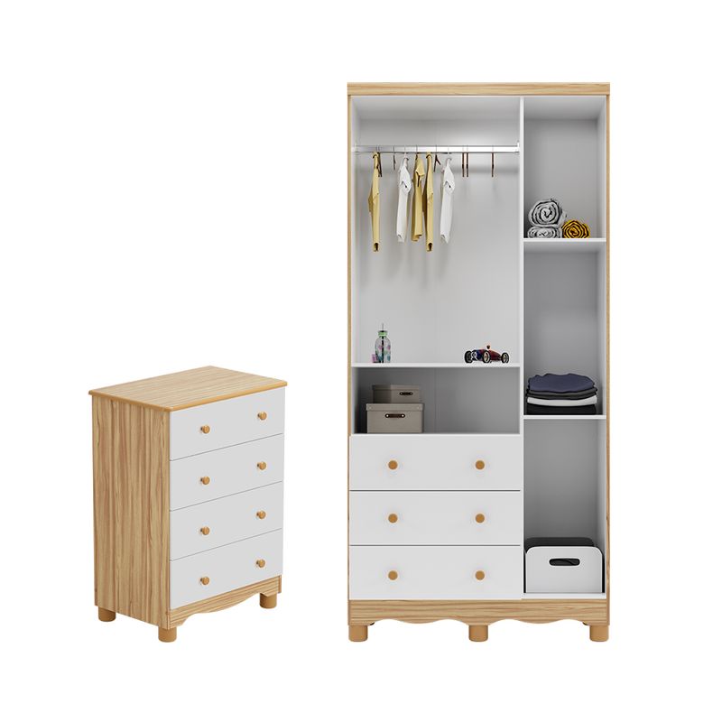 Quarto-Infantil-com-Guarda-Roupa-Junior-New-3-Portas-3-Gavetas-e-Comoda-4-Gavetas-Junior-New-MDF-Moveis-Peroba
