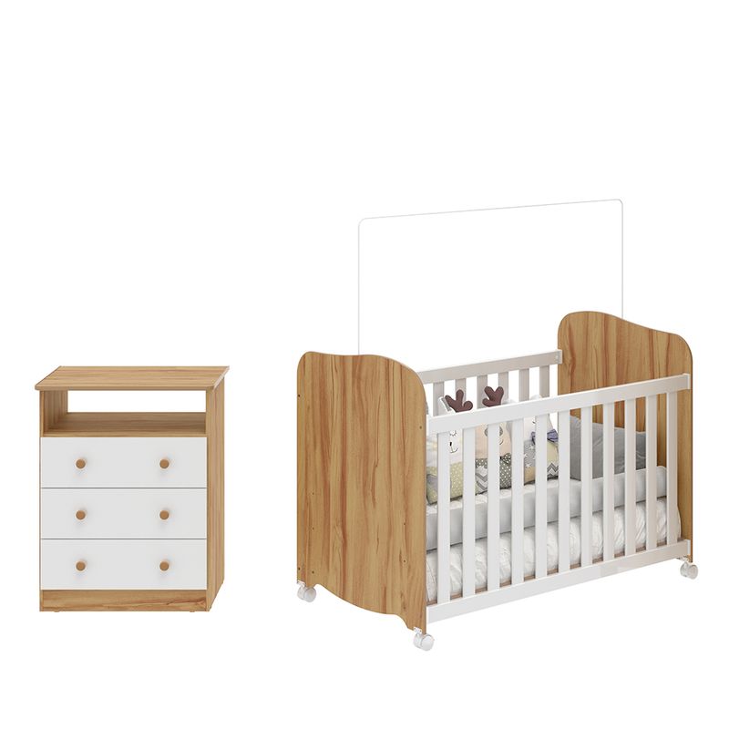 Quarto-de-Bebe-com-Comoda-Smin-New-e-Berco-Uli-MDF-Moveis-Peroba