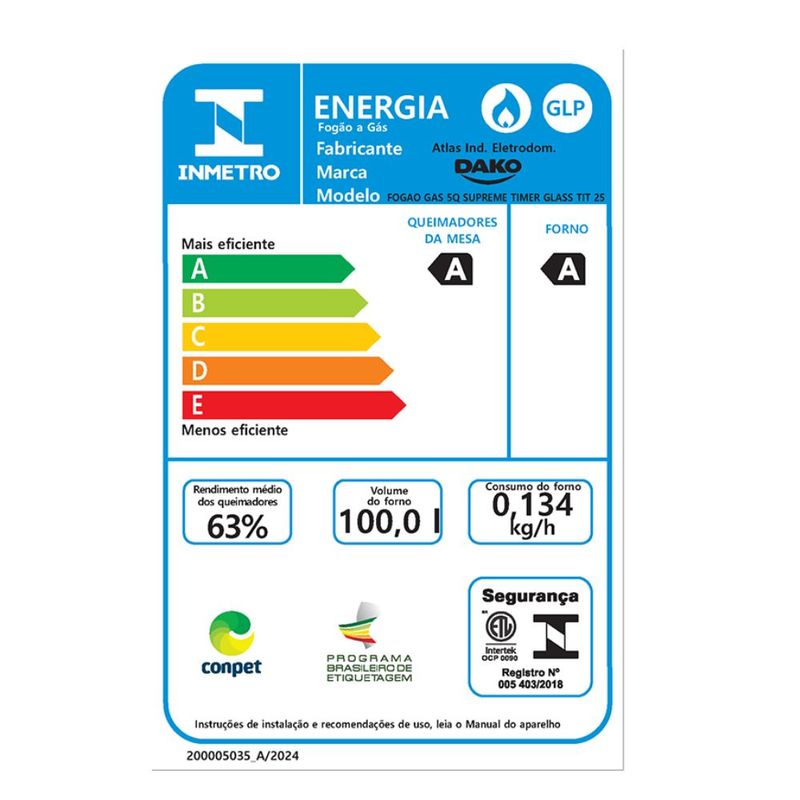 Fogao-5-Bocas-Dako-Supreme-Timer-Glass