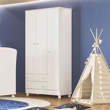 Guarda Roupa Infantil 3 Portas 2 Gavetas Doce Sonho Qmovi