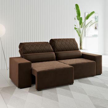 Sofá 3 Lugares Retrátil Reclinável 200cm Veludo Jaguar Viero