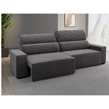 Sofá Retrátil Reclinável 4 Lugares 250cm Veludo Santiago Viero