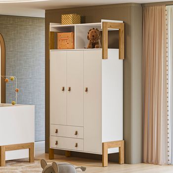Guarda Roupa Infantil 3 Portas 2 Gavetas Fantasia Qmovi