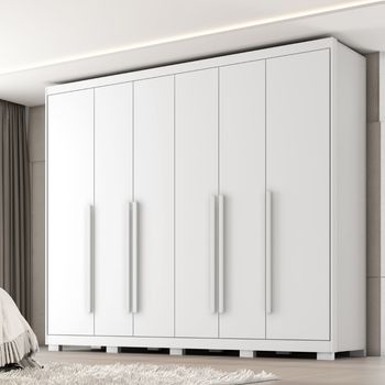 Guarda Roupa Casal com Pés 6 Portas em MDF Platinium Zanzini