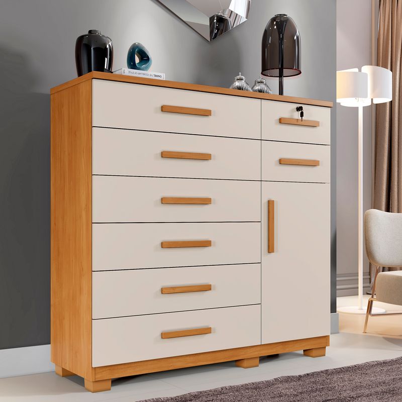 Comoda-8-Gavetas-1-Porta-com-Pes-New-Vitoria-Benetil