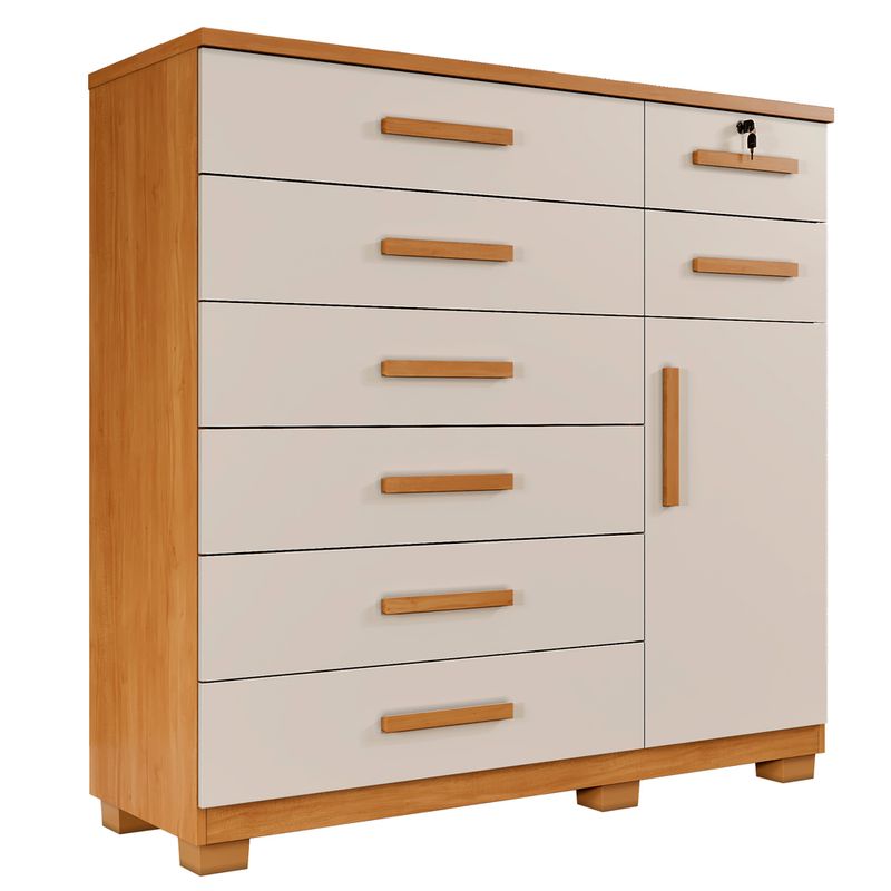 Comoda-8-Gavetas-1-Porta-com-Pes-New-Vitoria-Benetil