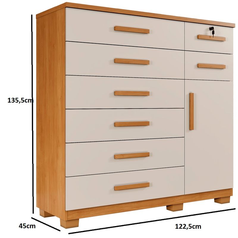 Comoda-8-Gavetas-1-Porta-com-Pes-New-Vitoria-Benetil