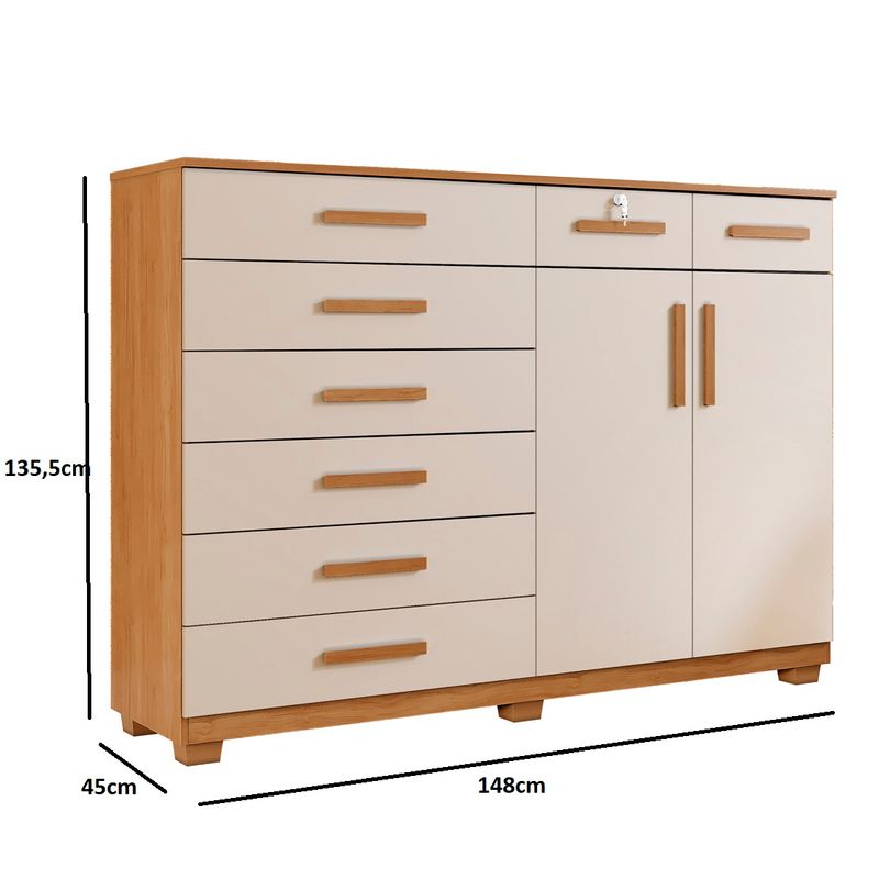 Comoda-8-Gavetas-2-Portas-com-Pes-New-Triunfo-Benetil