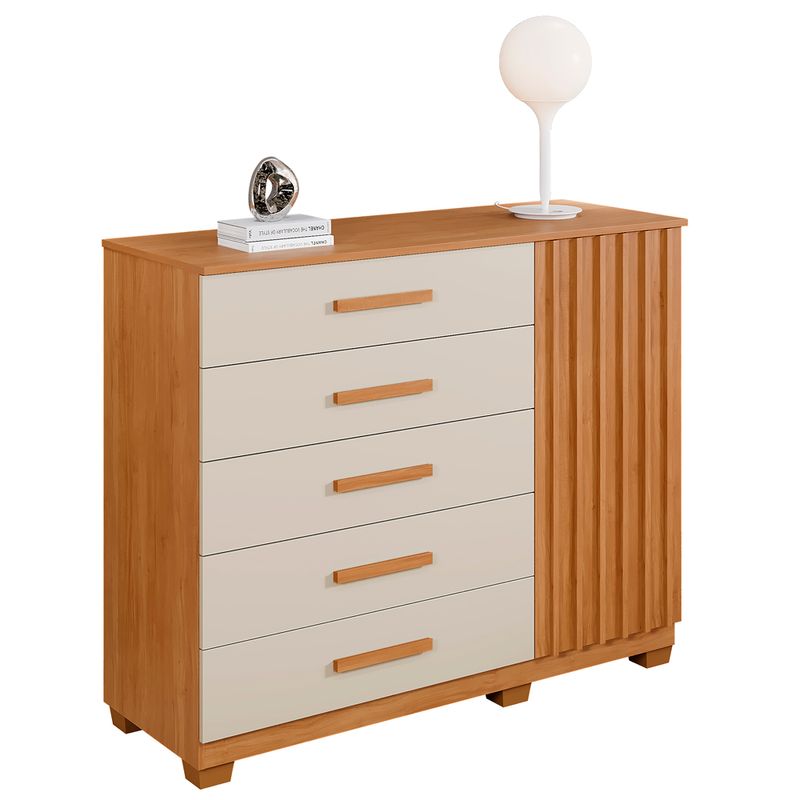 Comoda-Ripada-5-Gavetas-1-Porta-com-Pes-Paris-Benetil