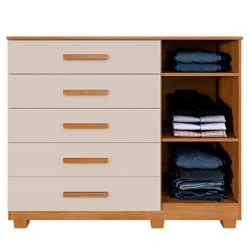 Comoda-Ripada-5-Gavetas-1-Porta-com-Pes-Paris-Benetil