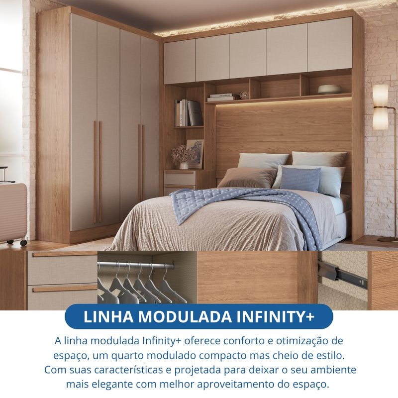 Quarto Modulado Casal 10 Portas 3 Gavetas Infinity Móveis Castro