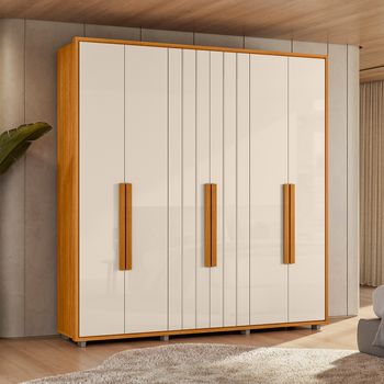 Guarda Roupa Casal Ripado em MDF 6 Portas e Pés Portinari Madetec
