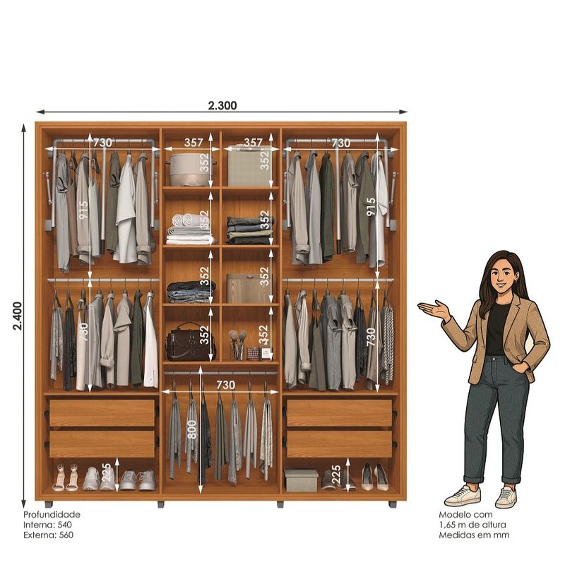 Guarda-Roupa-Casal-Ripado-em-MDF-6-Portas-e-Pes-Portinari-Madetec