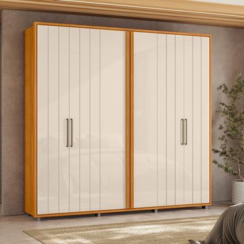 Guarda Roupa Casal Ripado em MDF 6 Portas e Pés Miro Madetec