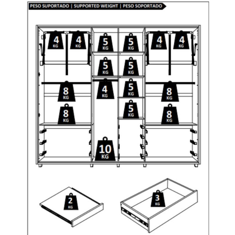 Guarda-Roupa-Casal-Ripado-em-MDF--6-Portas-e-Pes-Volpi-Madetec