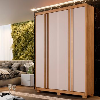 Guarda Roupa Solteiro 4 Portas com Pés Lisboa Benetil