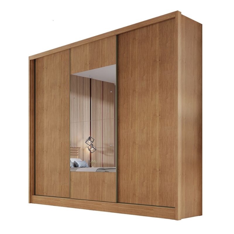 Guarda-Roupa-Casal-em-MDF-com-Espelho-3-Portas-de-Correr-Medelim-Novo-Horizonte