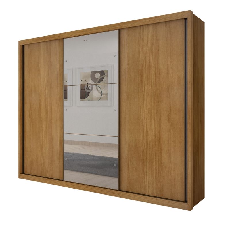 Guarda-Roupa-Casal-em-MDF-com-Espelho-3-Portas-de-Correr-Palazzo-Novo-Horizonte