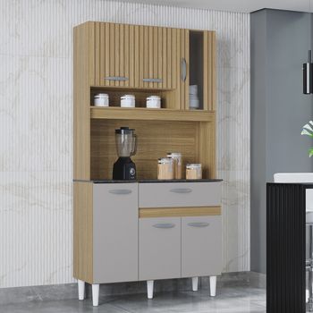 Cozinha Compacta 6 Portas 1 Gaveta Coral Poquema