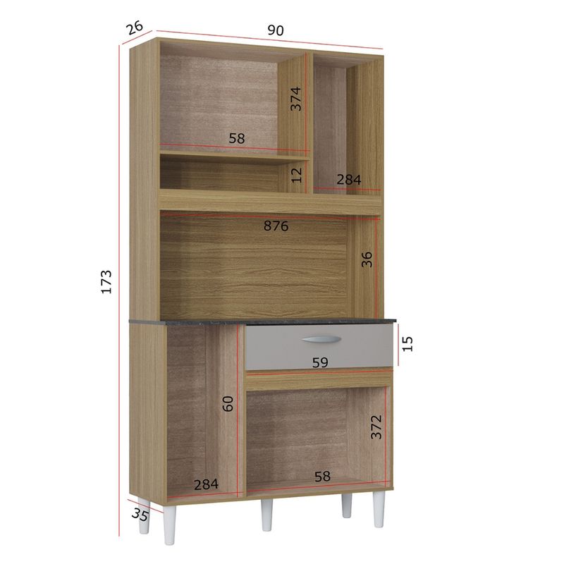 Cozinha-Compacta-6-Portas-1-Gaveta-Coral-Poquema