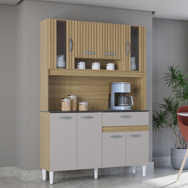 Cozinha-Compacta-8-Portas-1-Gaveta-Coral-Poquema
