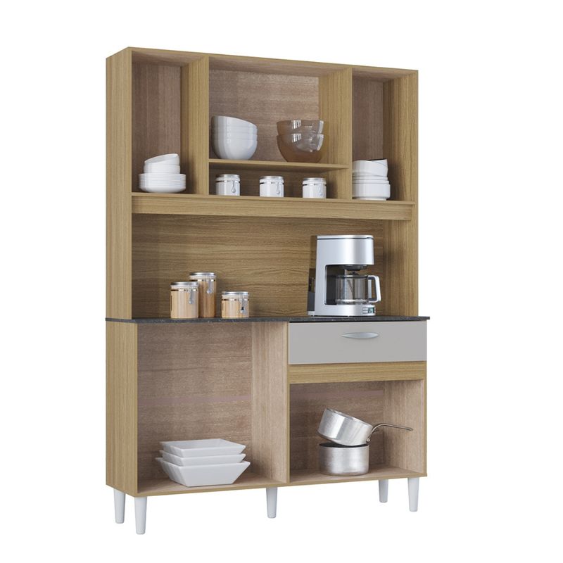 Cozinha-Compacta-8-Portas-1-Gaveta-Coral-Poquema