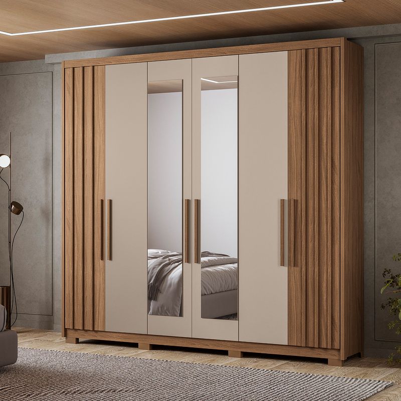 Guarda-Roupa-Casal-Ripado-com-Espelho-6-Portas-e-Pes-Atlanta-Moval