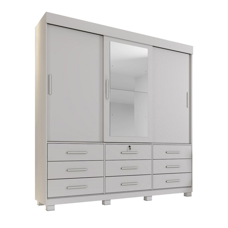 Guarda-Roupa-Casal-com-Espelho-3-Portas-de-Correr-9-Gavetas-com-Pes-Londres-Benetil