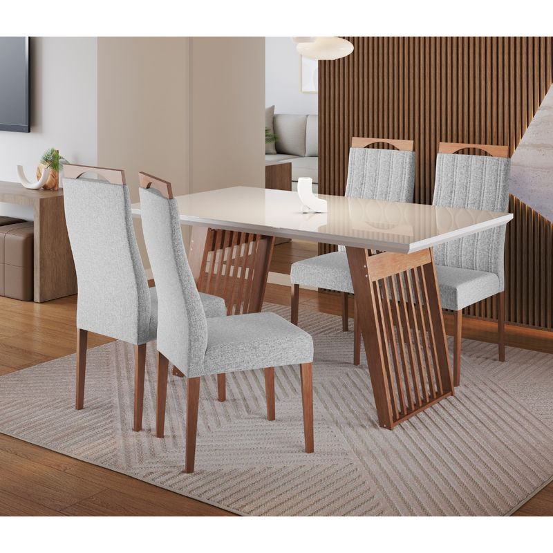 Conjunto Sala de Jantar Moscou com 4 Cadeiras Grecia Madetal