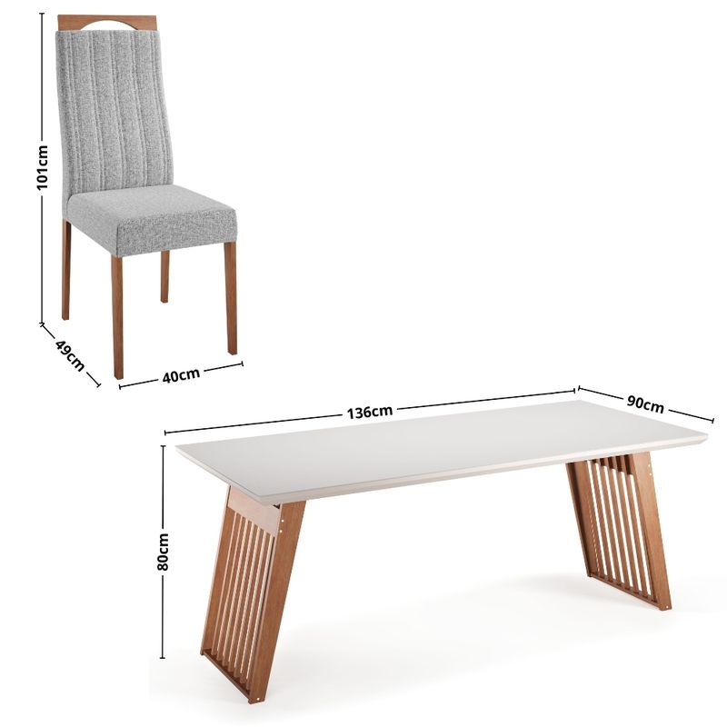 Conjunto Sala de Jantar Moscou com 4 Cadeiras Grecia Madetal